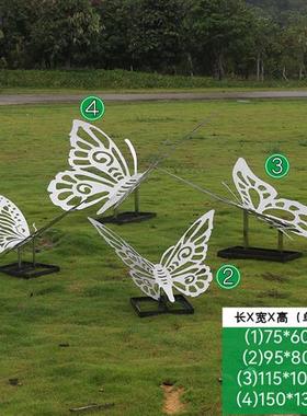 户外铁艺不锈钢镂空发光蝴蝶雕塑园林广场售楼部草坪景观装饰摆件