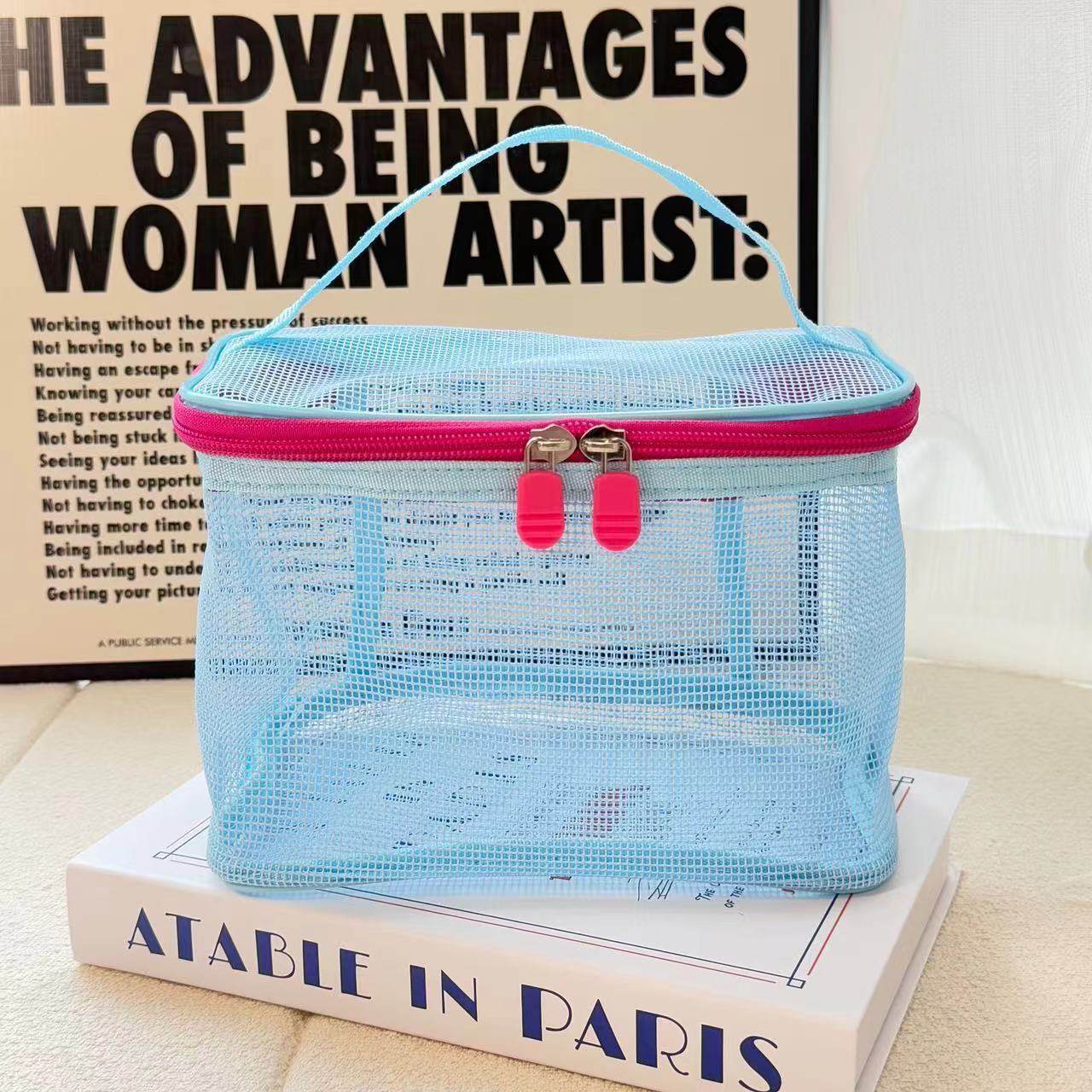 洗澡专用手提袋2025新款大容量网纱收纳袋化妆包化妆便携手提化妆,淘宝优惠券,粉丝福利购,淘宝优惠卷