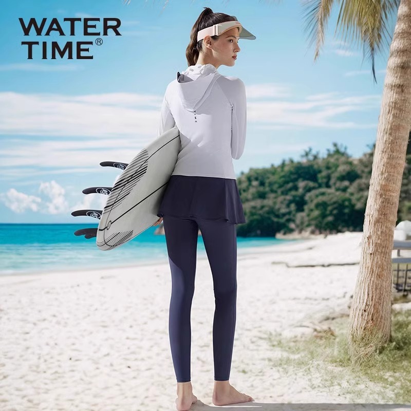 WaterTime 游泳衣女长袖分体式三件套温泉防晒新款冲浪潜水服套装