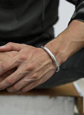 Buddhist Six-Word Mantra Bracelet Retro Silver Color Lotus