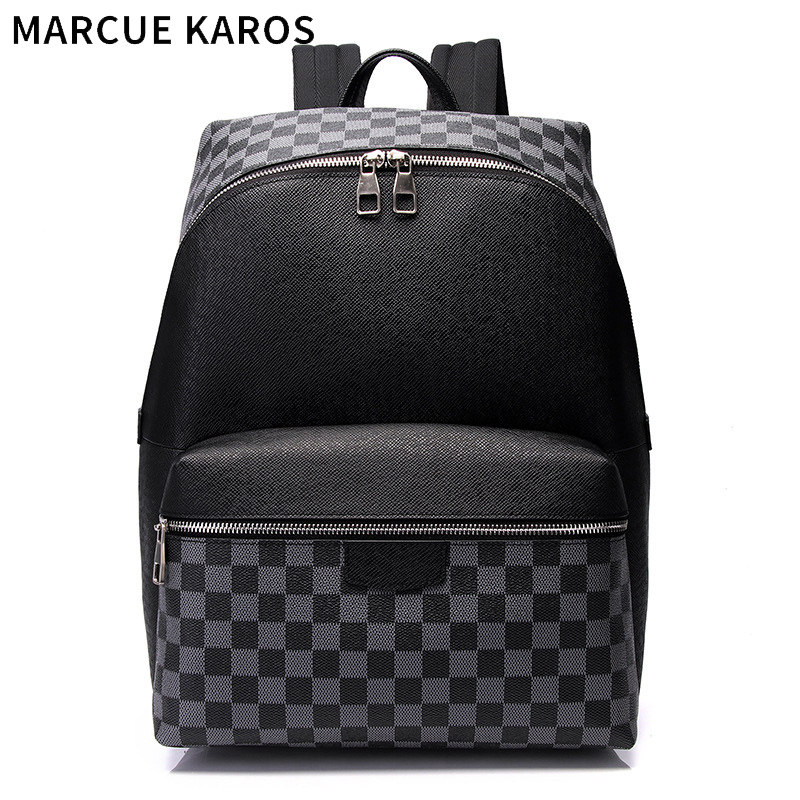 mk男士2021新款格子牛皮潮女旅行包 partyplus双肩背包