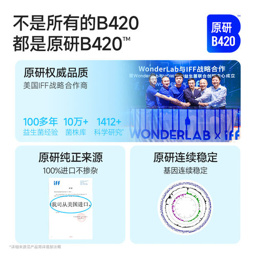 万益蓝WonderLab b420益生菌粉成人肠道早b晚s管理官方正品体重 - 图0