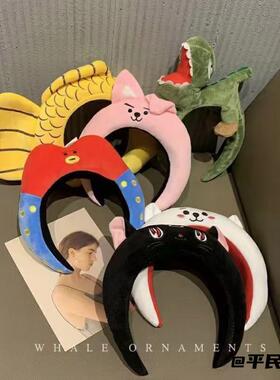 灰色发箍压发表演活动发卡宽边