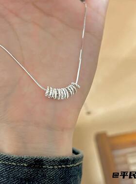 新款肌理碎银子项链女锁骨链in