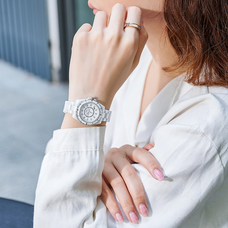 官方旗舰店正品陶瓷j12女士女表 意卡伊国产腕表