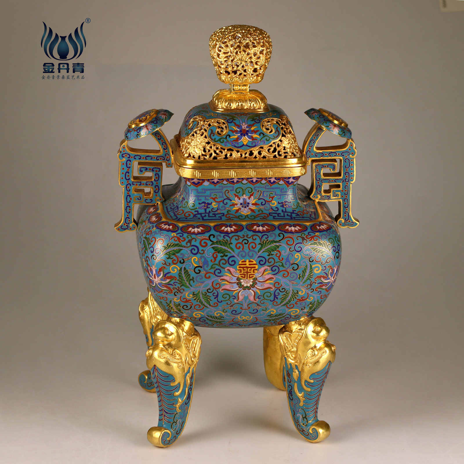 友人館蔵 銅胎景泰藍 琺瑯彩 七寶燒 龍鳳紋 盤 貢盤 文房置物 賞物