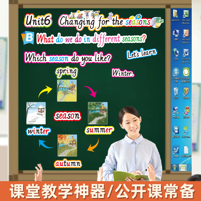 新2025秋人教版PEP4四年级上册小学英语单词句子卡片教学板书教具 - 图2