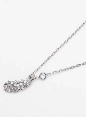 羽毛镶嵌水钻吊坠项链网红同款