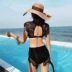 Châu Âu và Hoa Kỳ khí chất cao cấp ren gợi cảm bikini hạ ngực đen trắng cổ tích bikini bikini chia áo tắm nữ - Bikinis