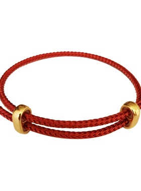 可穿黄金硬金转运珠钢丝绳手绳可调节钢丝手绳八字扣手链DIY手绳