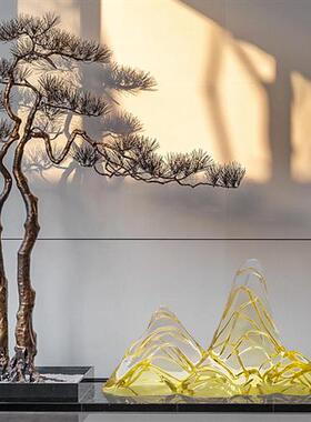 现代创意雕塑透明树脂假山工艺品样板房别墅酒店会所玄关装饰摆件