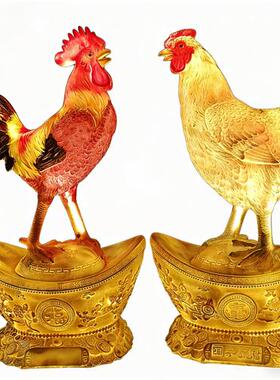 仿真大公鸡摆件户外玻璃钢母鸡模型发光动物雕塑饭店门口庭院装饰