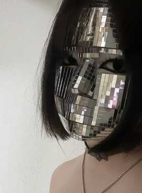 半脸闪光化妆派对镜面舞团面罩