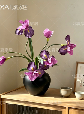 鸢尾花高仿仿真花保湿手感软装紫色假花装饰品电视柜玄关摆件