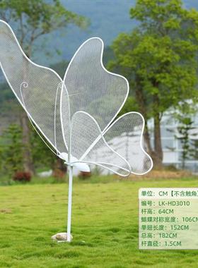 户外不锈钢镂空蝴蝶雕塑售楼部广场草坪铁艺发光景观小品装饰摆件