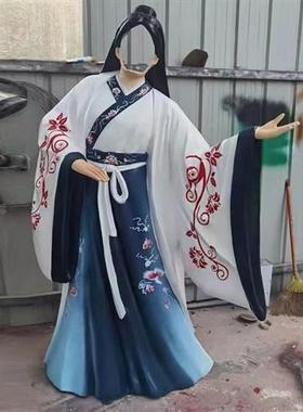 玻璃钢空脸雕塑定制网红景区打卡拍照古代汉服玻璃钢大型落地摆件