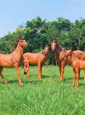 公园景观草坪装饰摆设户外园林雕塑仿真动物模型玻璃钢大白马摆件