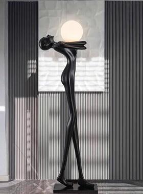 酒店大堂大型人物落地摆件售楼样板房橱窗抽象艺术雕塑玻璃钢摆件