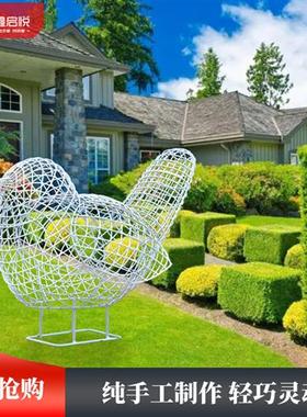 户外不锈钢铁艺仿真镂空鸟雕塑售楼部草坪景观发光动物装饰摆件