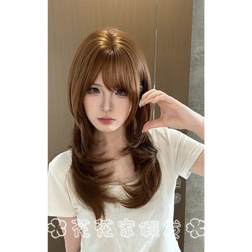 花花家假发【涩谷甜心】焦糖暖棕色锁骨发高层次修颜日系女全头套 - 图0