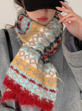 费尔岛风围巾女2025新款巨好看的