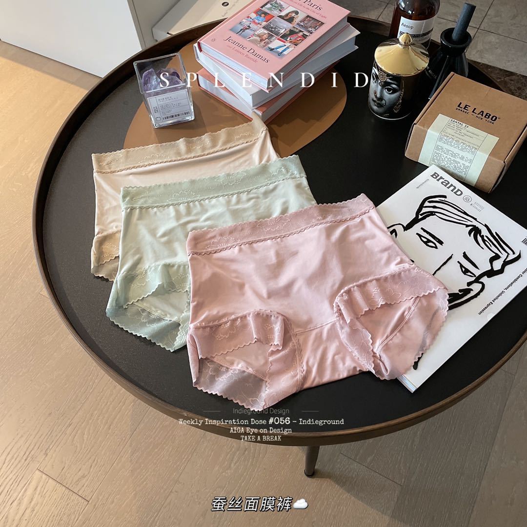 【高品质礼袋装】蚕丝档无痕内裤女夏透气抗菌中高腰三角女士蕾丝_萌心品质内衣馆_女士内衣/男士内衣/家居服-第4张图片-提都小院