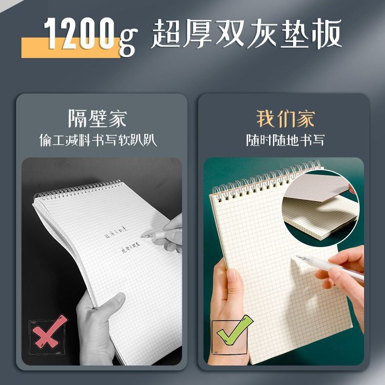上翻牛皮简约本子网格本方格笔记本子A5线圈本牛皮a6纸大学生A4 - 图2