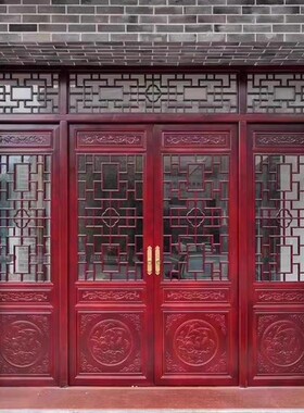 源头工厂东阳实木仿古门窗古建民宿寺庙镂空中式实木花格门窗
