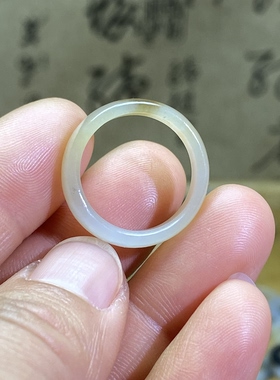 和田玉糖白玉卡17俏色随型戒指跑环复古风文玩珠串跑圈玉环挂饰