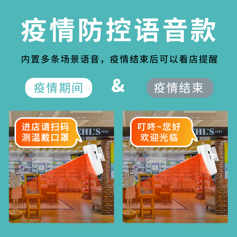 店门口欢迎光临感应器进门提醒器进店门铃商用店铺语音提示迎宾器