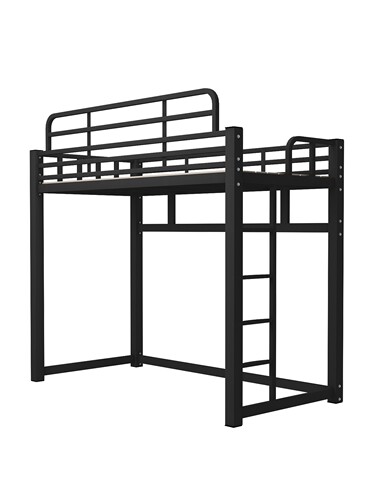 私人订制铁艺公寓床上床下桌高架床成人单上层省空间床架子可拆卸 - 图0