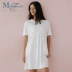 Manifin cotton cuộc sống tay ngắn Nhật Bản rắn màu váy ngủ cotton phục vụ nhà ngắn tay - Đêm đầm váy lanh mặc hè Đêm đầm