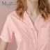 Mannifen cotton cuộc sống cotton in ve áo dệt ngắn tay ngắn hai mảnh phù hợp với dịch vụ nhà của phụ nữ - Bộ Pajama