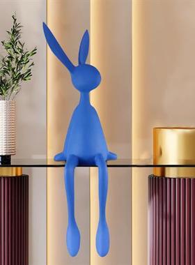 户外网红卡通大白兔玻璃钢摆件家居客厅样板间走廊兔子雕塑装饰品