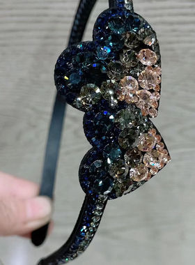 新款爱心发卡进口钻大钻满钻女高级感发箍碎发整理神器