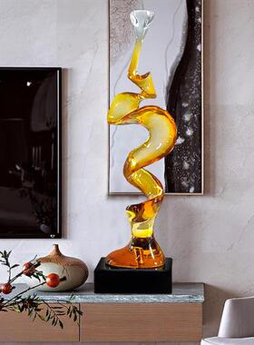 现代轻奢抽象摆件客厅玄关家居软装饰工艺术品透明树脂高级感雕塑
