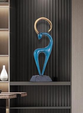 鹿雕塑摆件玻璃钢客厅玄关大型轻奢落地现代抽象创意艺术品可定制