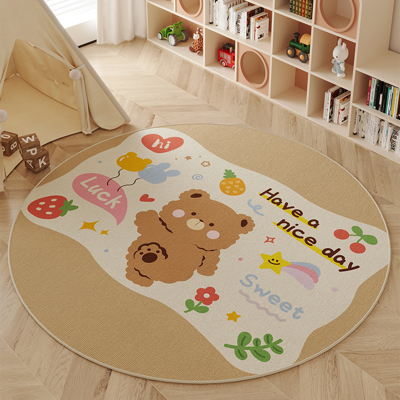 2025新款圆形地毯儿童卡通客厅卧室吊蓝转椅垫电脑椅垫床边地毯 - 图0