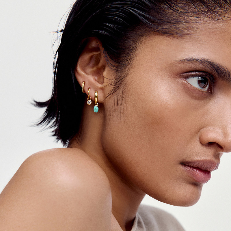 Monica Vinader莫妮卡珍珠Nura耳扣玛瑙虎眼石耳环绿松石耳饰冬日 - 图2