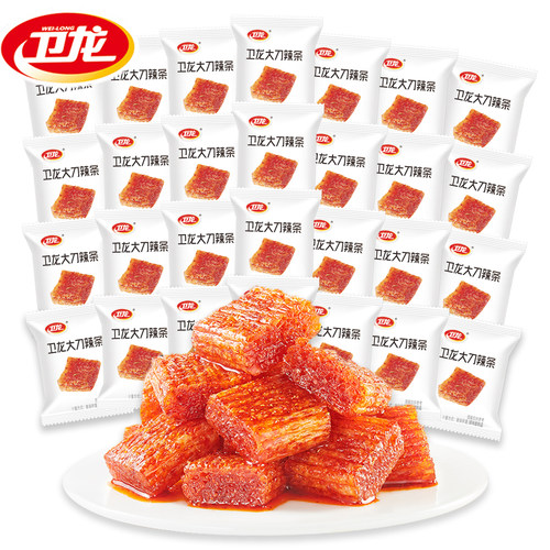 卫龙大刀肉辣条开袋即食儿时经典解馋小零食休闲食品小吃整箱批发 - 图0