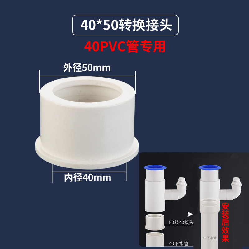 PVC转接头35/40/45/50下水管丝口专用接头 变径大小头 - 图2