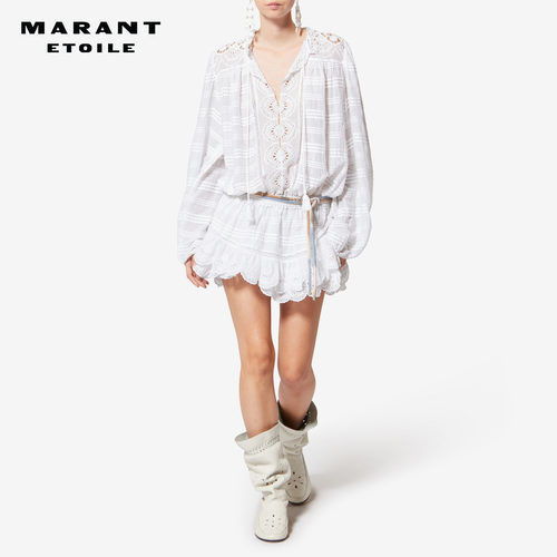 【天猫奢品心选】MARANT ETOILE2026春夏PREYA 棉质蕾丝连衣裙 - 图2
