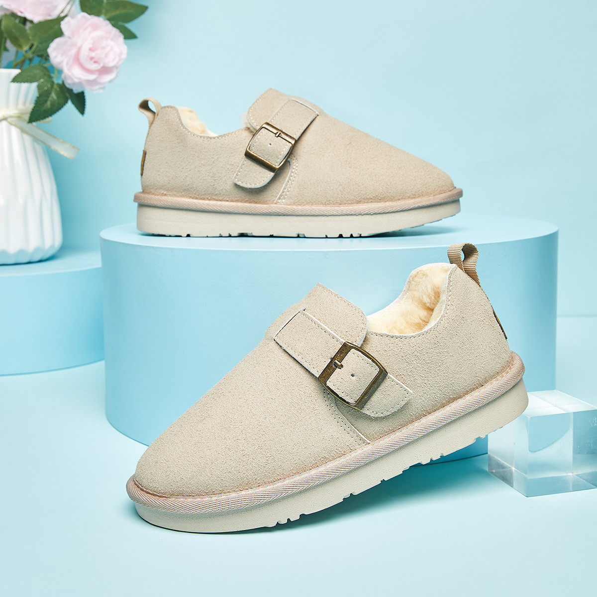 【保暖雪地靴】秋冬款加绒毛绒勃肯鞋舒适低跟毛毛棉鞋女靴女单鞋,淘宝优惠券,粉丝福利购,淘宝优惠卷