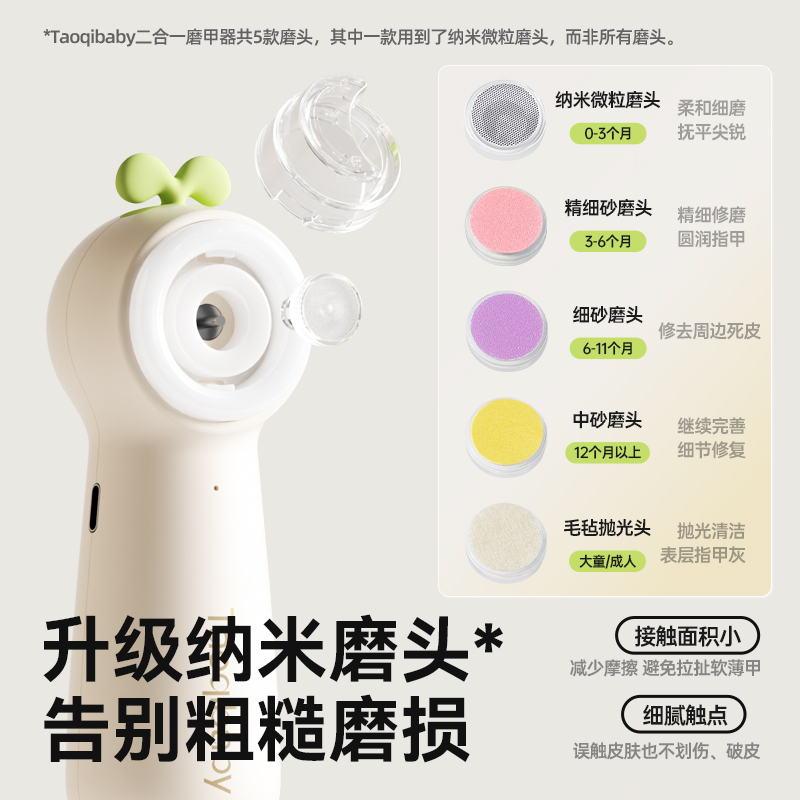 taoqibaby婴儿电动磨甲器新生宝宝专用指甲剪儿童指甲钳打磨套装 - 图0