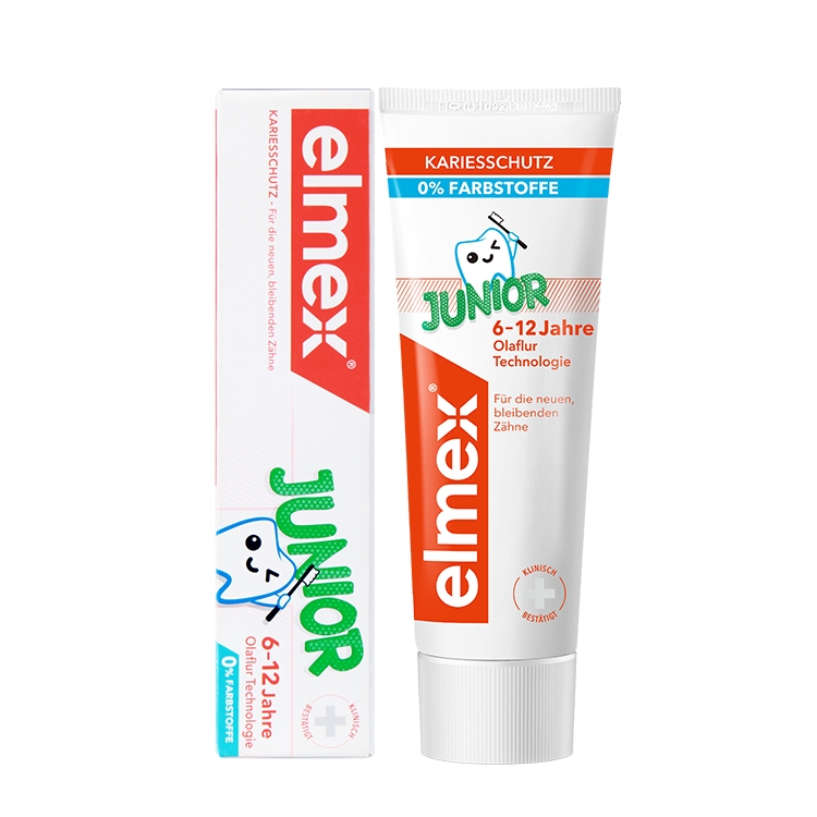 elmex艾美适瑞士进口儿童牙膏宝宝0-6岁6-12小孩可吞咽含氟防蛀牙