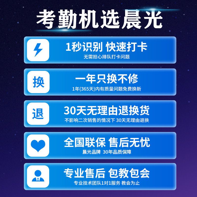 晨光考勤机指纹式打卡机员工刷卡机上下班打卡签到器一体机密码 指纹识别考勤机AEQ96706 - 图3