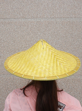 户外钓鱼劳动大沿遮阳竹编斗笠帽