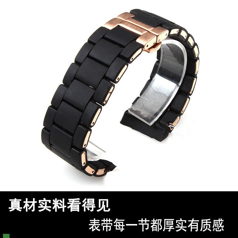 .适配原装胶包钢手表带阿玛尼AR5920/AR5906/AR5905男女表带配件 - 图2