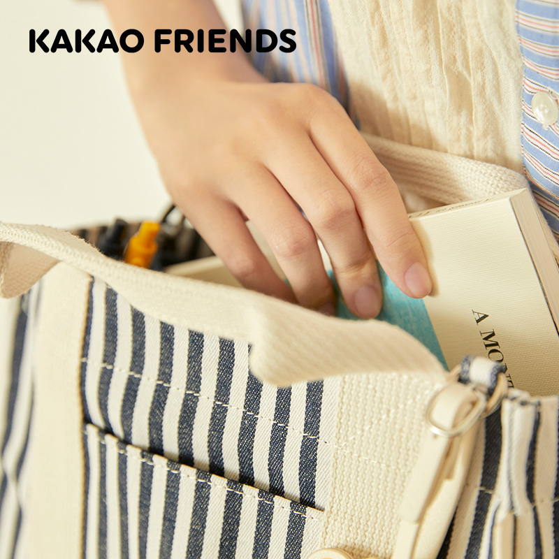 KAKAO FRIENDS 迷你托特包斜挎包单肩包分层收纳便携出行简约条纹 - 图2