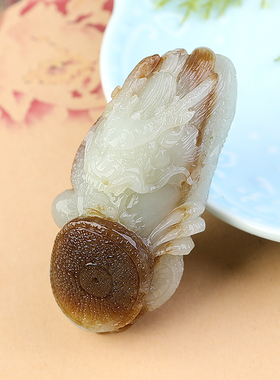 孤品大师工和田玉且末糖玉龙凤呈祥把玩件吉祥龙凤手玩件龙飞凤舞